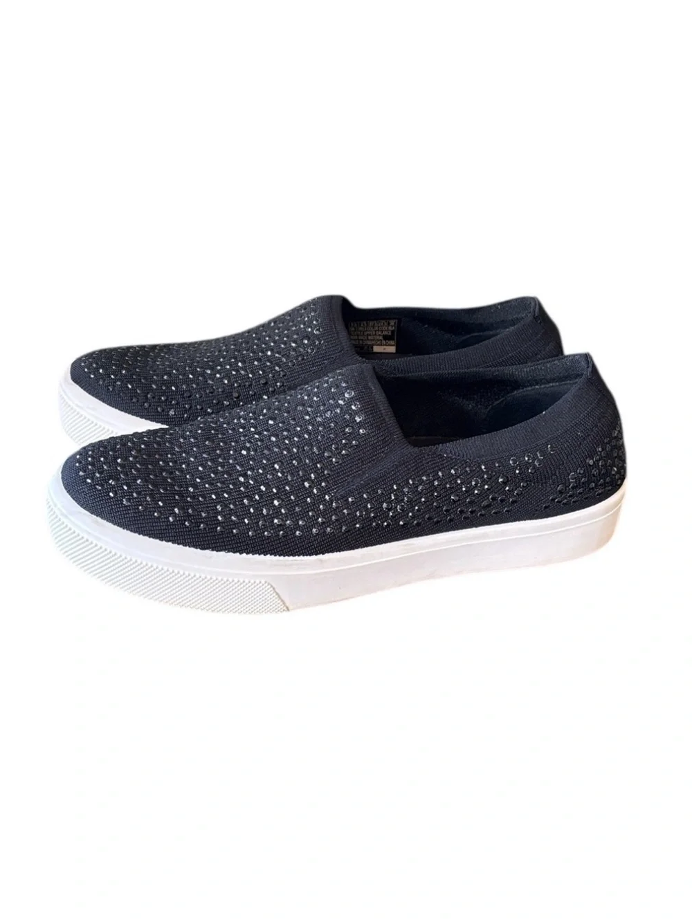 Skechers Poppy Black Knit Studded Slip In Sneaker Size 7.5‎